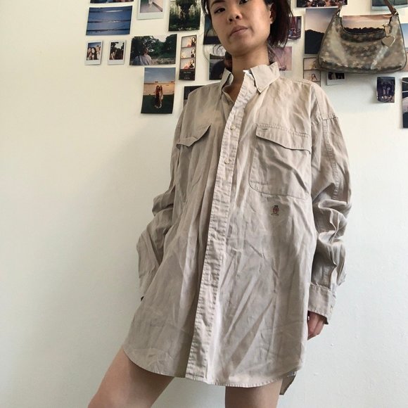 Vintage Tommy Hilfiger Khaki Button Down Shirt - Picture 4 of 8
